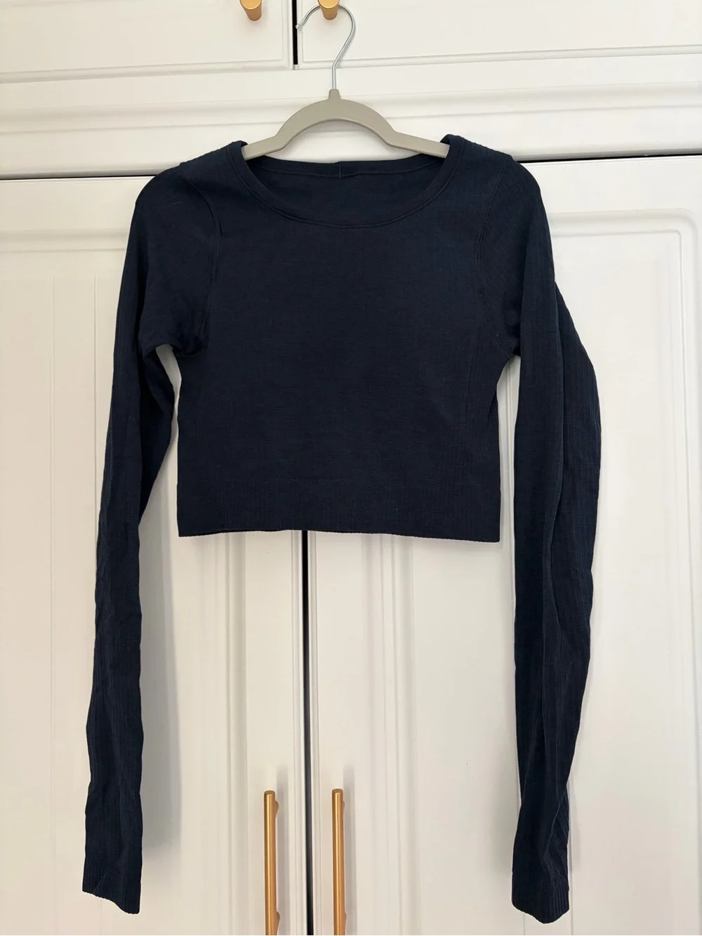 lululemon athletica Ribbed Long Sleeve Crop Top - Navy